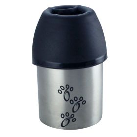 Plastic Fin Cap Pet Travel Water Bottle in Stainless Steel; Small; Silver and Black - BNC-10010