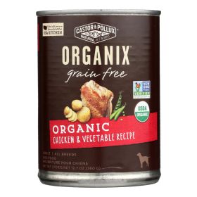 Castor and Pollux Organic Grain Free Dog Food - Chicken and Vegetables - Case of 12 - 12.7 oz. - 1000082