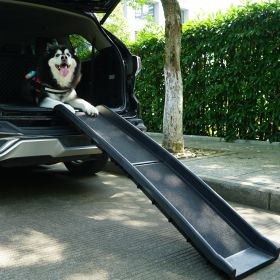 Portable Foldable Pet Ramp Climbing Ladder Suitable for Off-road Vehicle Trucks - Black - black