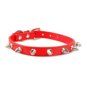 Pet Leather Spike Nail Collars (Option: Red, size: M)