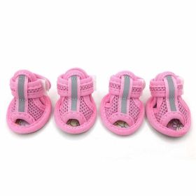 Wholesale 4pcs/lot non-slip puppy shoes (Option: Pink, size: L)