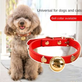 Leather Pet Collars Pet paw print bone alloy bell collar dog collar Best Santa Xmas Gifts cat collar (Option: Black, size: M)