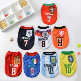 Pet clothes Large, medium and small dogs Golden haired cats World Cup basketball clothes Football vest Dog clothes (Option: No.7 Tibetan Youth, France, size: XXL)