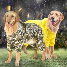 Golden hair raincoat dog Samoye medium-sized large dog border dog raincoat full package four foot pet big dog clothes (Option: Yellow reflective four-legged raincoat, size: 6XL reference weight 50-60kg)