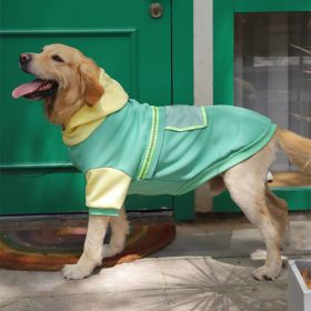 Autumn and winter pet clothes big dog clothes golden retriever Labrador big dog clothing sweater (Option: Two-color transparent pocket big dog sweater (green), size: 7XL)