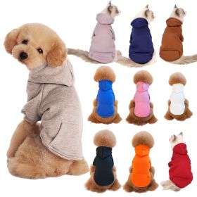 Autumn and winter seasonal pet clothes, solid color, hooded, pet clothes, Teddy clothes, plush dog clothes (Option: White, size: L)