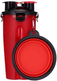 Storage Pet Food and Water Cup Feeding Dogs Out Portable Dog Cups Silicone Collapsible Water Bowl (Option: Red)