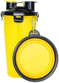 Storage Pet Food and Water Cup Feeding Dogs Out Portable Dog Cups Silicone Collapsible Water Bowl (Option: Yellow)