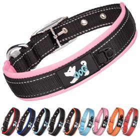 Pet dog collar; diving cloth reflective nylon collar; medium and large dog collar (Option: Color ribbon, size: S 2.0*(28-38)CM)