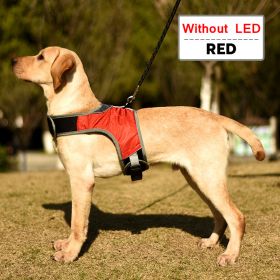 Dog Harness LED Luminous Light Up Pet Chest Strap Vest for Large Dogs Reflective Safety Outdoor Walking Dog Collars Accessories (Option: 4-Red-Without LED, size: M)