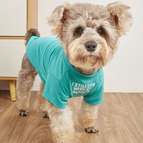 Pet Tee With "I Still Live With My Parents" Dog Printed Clothes; For Small & Medium Dogs (Option: M)