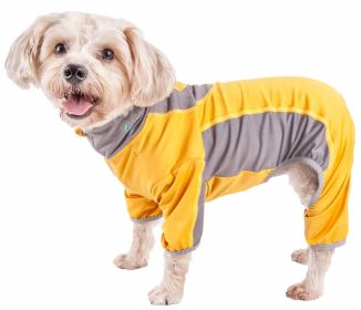 Pet Life Active 'Warm-Pup' Heathered Performance 4-Way Stretch Two-Toned Full Body Warm Up (Option: Orange, size: X-Small)