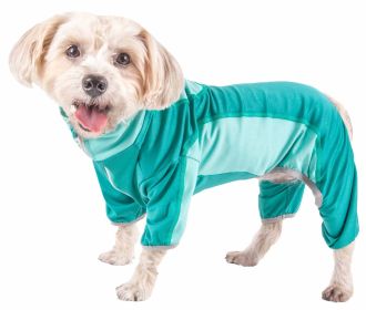 Pet Life Active 'Warm-Pup' Heathered Performance 4-Way Stretch Two-Toned Full Body Warm Up (Option: Green, size: small)