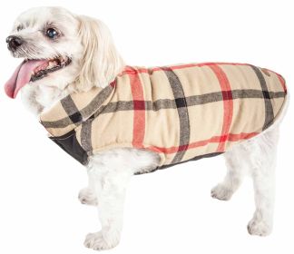 Pet Life 'Allegiance' Classical Plaided Insulated Dog Coat Jacket (Option: Khaki, size: large)