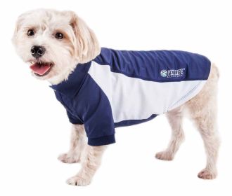 Pet Life Active 'Barko Pawlo' Relax-Stretch Wick-Proof Performance Dog Polo T-Shirt (Option: Navy, size: large)