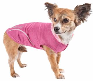 Pet Life Active 'Pull-Rover' Premium 4-Way Stretch Two-Toned Performance Sleeveless Dog T-Shirt Tank Top Hoodie (Option: Pink, size: large)