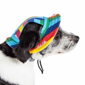 Pet Life 'Colorfur' Uv Protectant Adjustable Fashion Canopy Brimmed Dog Hat Cap (Option: Large)