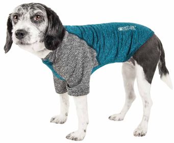 Pet Life Active 'Hybreed' 4-Way Stretch Two-Toned Performance Dog T-Shirt (Option: Teal, size: large)