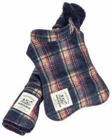 Touchdog 2-In-1 Tartan Plaided Dog Jacket With Matching Reversible Dog Mat (Option: Navy, size: small)