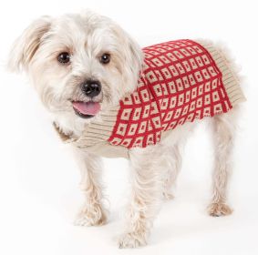 Butterscotch Box Weaved Heavy Cable Knitted Designer Turtle Neck Dog Sweater (Option: Medium)