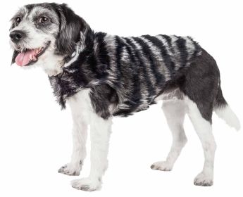 Pet Life Luxe 'Chauffurry' Beautiful Designer Zebra Patterned Mink Fur Dog Coat Jacket (Option: X-Small)