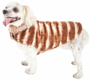 Pet Life Luxe 'Tira-Poochoo' Tiramisu Patterned Mink Dog Coat Jacket (Option: X-Small)