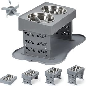 DZKAPETS Elevated Dog Bowls, Adjustable Raised Dog Bowl Stand with Slow Feeder for Large Medium Small Dogs, 2 Stainless Steel Dog Dish Bowls for Food (Option: Slow Feeder & Feeding Mats)