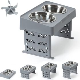 DZKAPETS Elevated Dog Bowls, Adjustable Raised Dog Bowl Stand with Slow Feeder for Large Medium Small Dogs, 2 Stainless Steel Dog Dish Bowls for Food (Option: Slow Feeder)