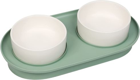 Elevated Cat Bowls, Raised Cats Ceramic Food and Water Stand Bowl Dishes for Cats Small Dogs or Puppy, 15æŽ³ Tilted Anti Vomiting Stress Free Feeder D (Option: Green)