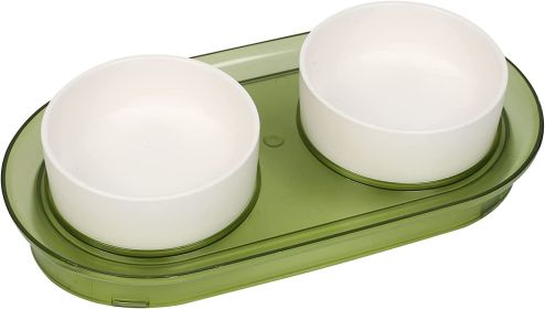 Elevated Cat Bowls, Raised Cats Ceramic Food and Water Stand Bowl Dishes for Cats Small Dogs or Puppy, 15æŽ³ Tilted Anti Vomiting Stress Free Feeder D (Option: Tea Green)