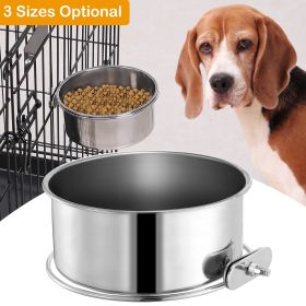 Stainless Steel Dog Bowl Pets Hanging Food Bowl Detachable Pet Cage Food Water Bowl with Clamp Holder (Option: S)