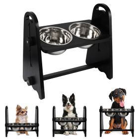 Elevated Dog Bowls for Medium Large Sized Dogs, Adjustable Heights Raised Dog Feeder Bowl with Stand for Food & Water (Option: Black)