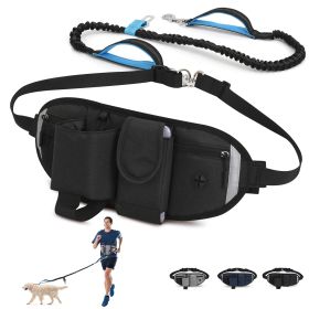 Hands Free Dog Leash with Waist Bag for Walking Small Medium Large Dogs;  Reflective Bungee Leash with Car Seatbelt Buckle and Dual Padded Handles;  A (Option: Black, size: 1 dog)