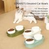 Elevated Cat Bowls, Raised Cats Ceramic Food and Water Stand Bowl Dishes for Cats Small Dogs or Puppy, 15æŽ³ Tilted Anti Vomiting Stress Free Feeder D